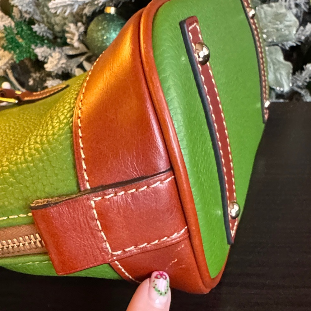 Dooney & Bourke Green and Tan Zip Zip Satchel - Picture 8 of 12